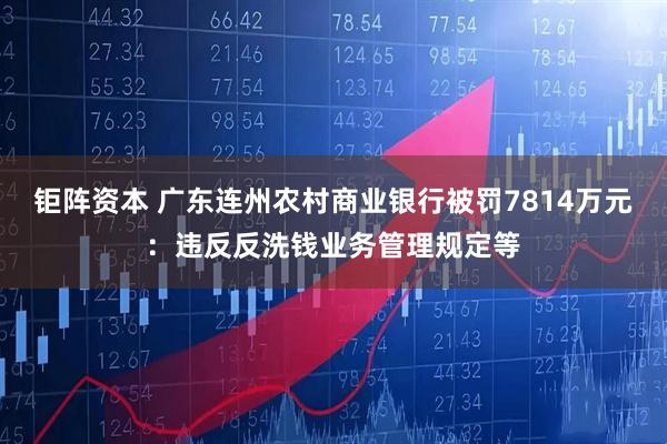 钜阵资本 广东连州农村商业银行被罚7814万元：违反反洗钱业务管理规定等