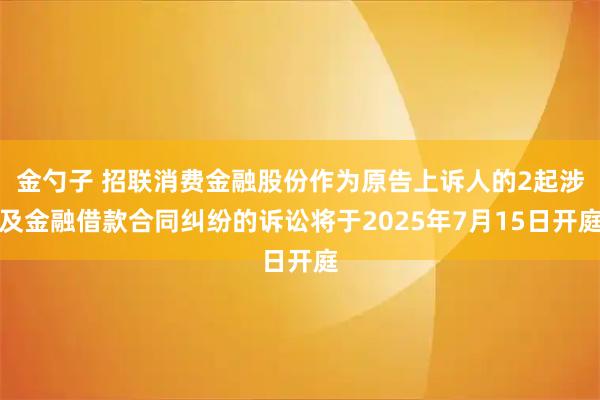 金勺子 招联消费金融股份作为原告上诉人的2起涉及金融借款合同纠纷的诉讼将于2025年7月15日开庭